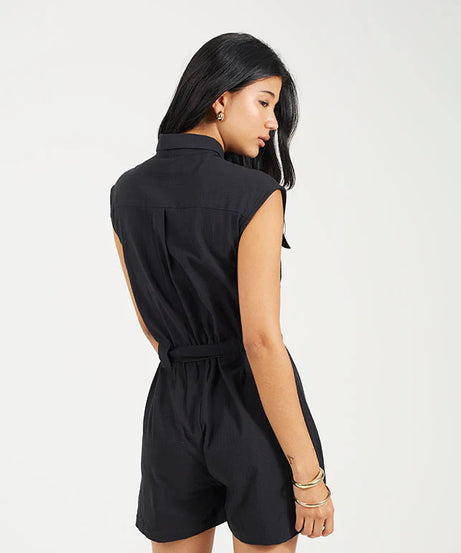 LINEN PLAYSUIT WITH CHEST POCKETS