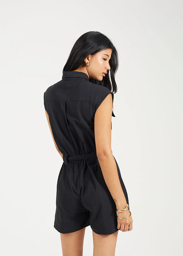 LINEN PLAYSUIT WITH CHEST POCKETS