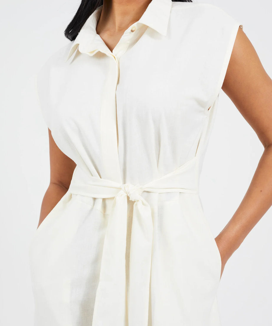 COLLARED JUMPSUIT WITH TIE WAIST