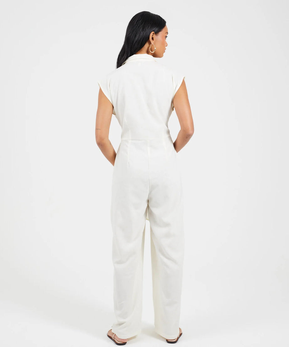 COLLARED JUMPSUIT WITH TIE WAIST