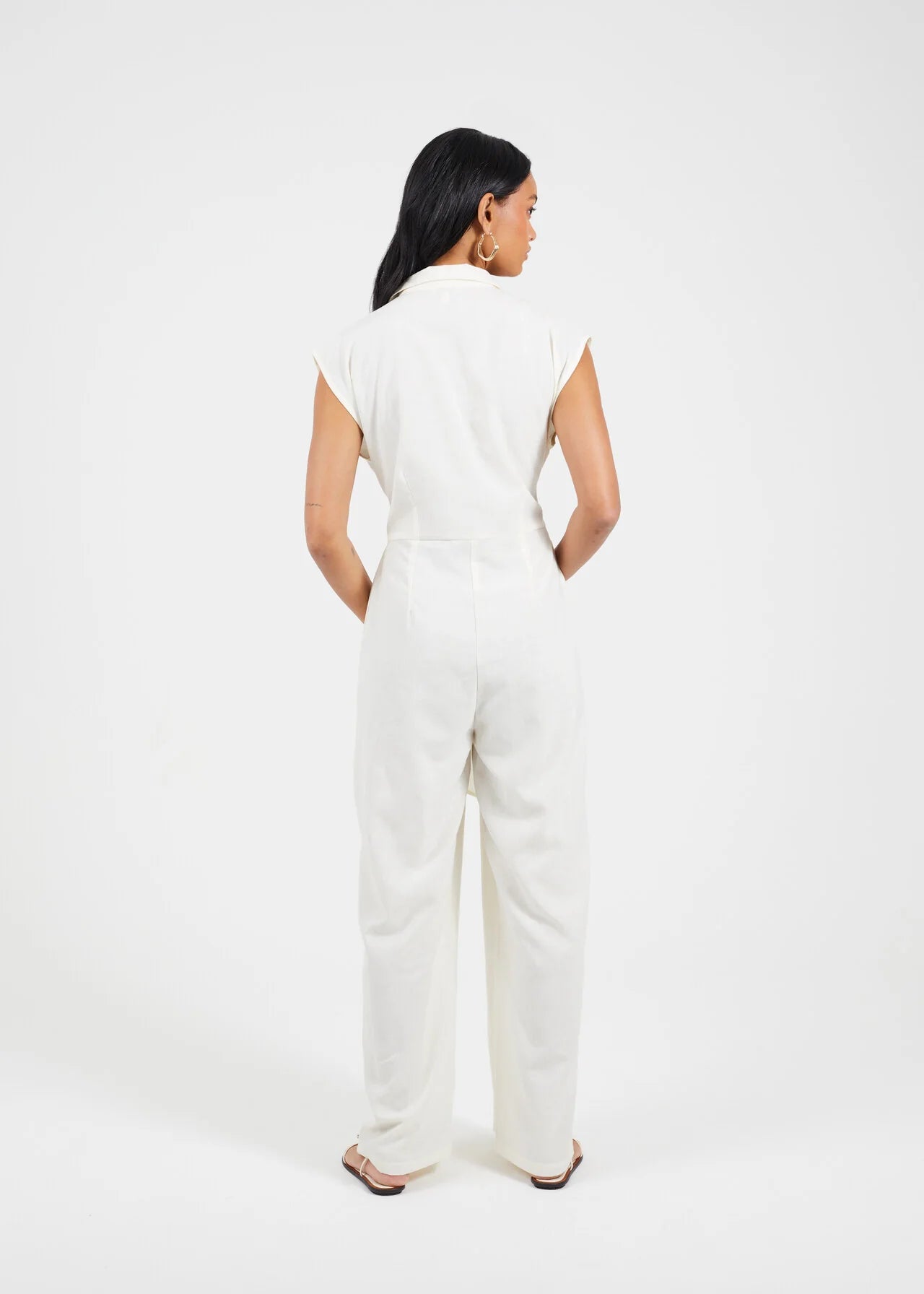 COLLARED JUMPSUIT WITH TIE WAIST