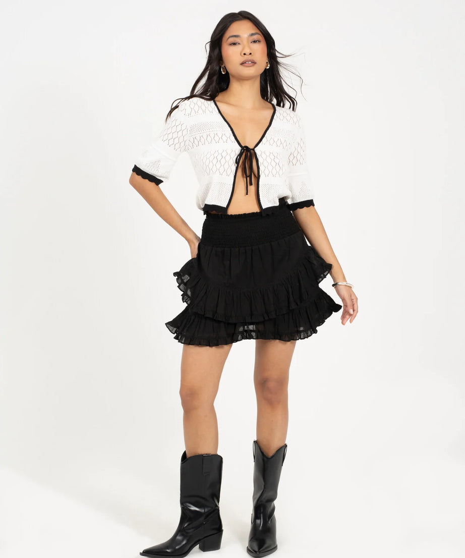 FRILL MINI SKIRT, BLACK
