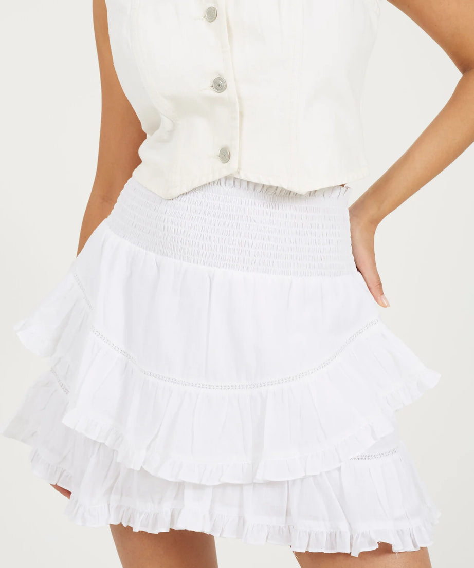FRILL MINI SKIRT, WHITE