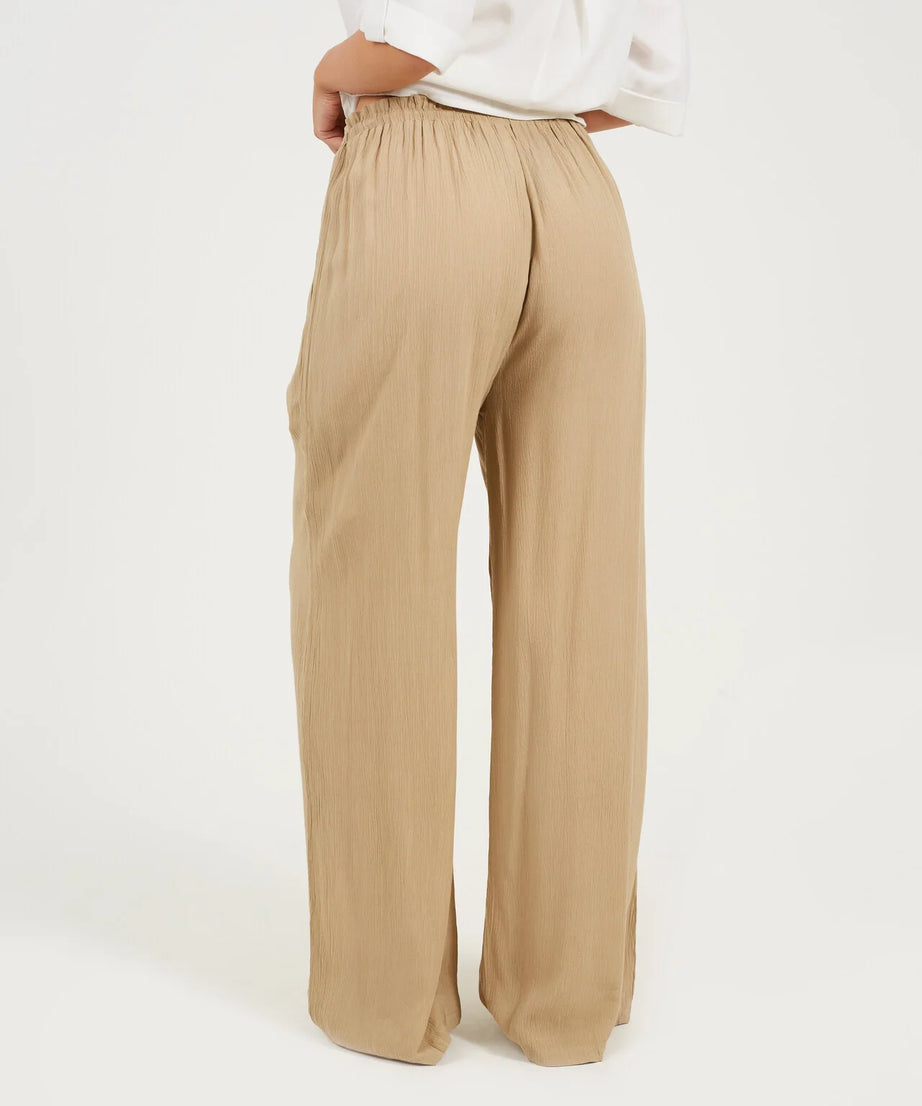 CRINKLE DRAWCORD TEXTURED TROUSERS, STONE
