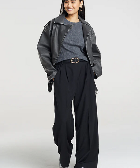 Brave Soul Knitted Rib T-Shirt – Charcoal | Women’s Short Sleeve