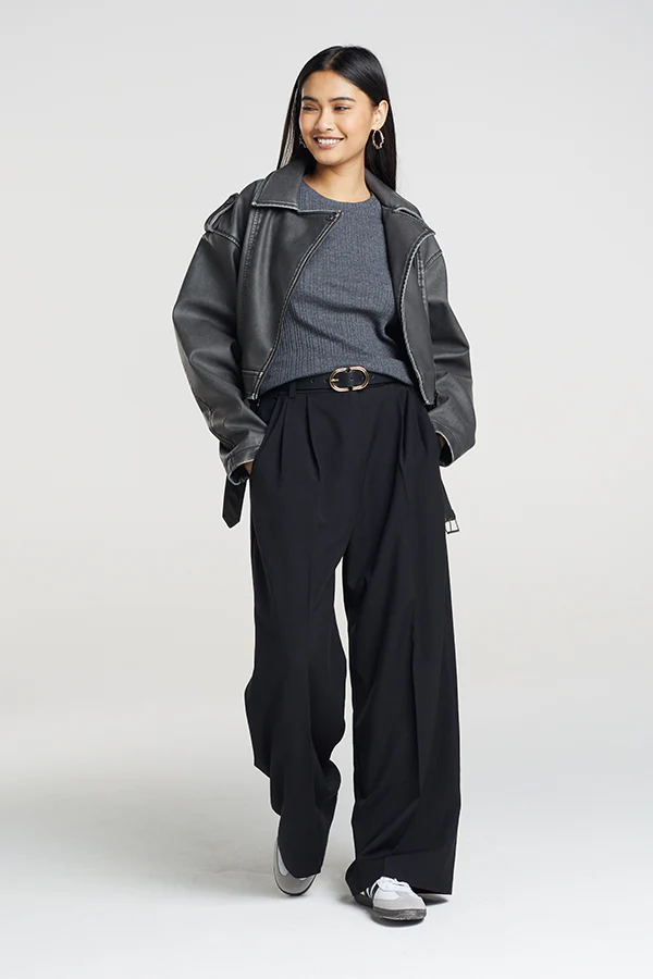 Brave Soul Knitted Rib T-Shirt – Charcoal | Women’s Short Sleeve