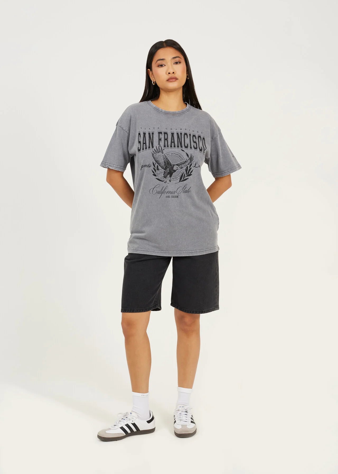 'SAN FRANCISCO' GRAPHIC T-SHIRT, SILVER GREY ACID WASH