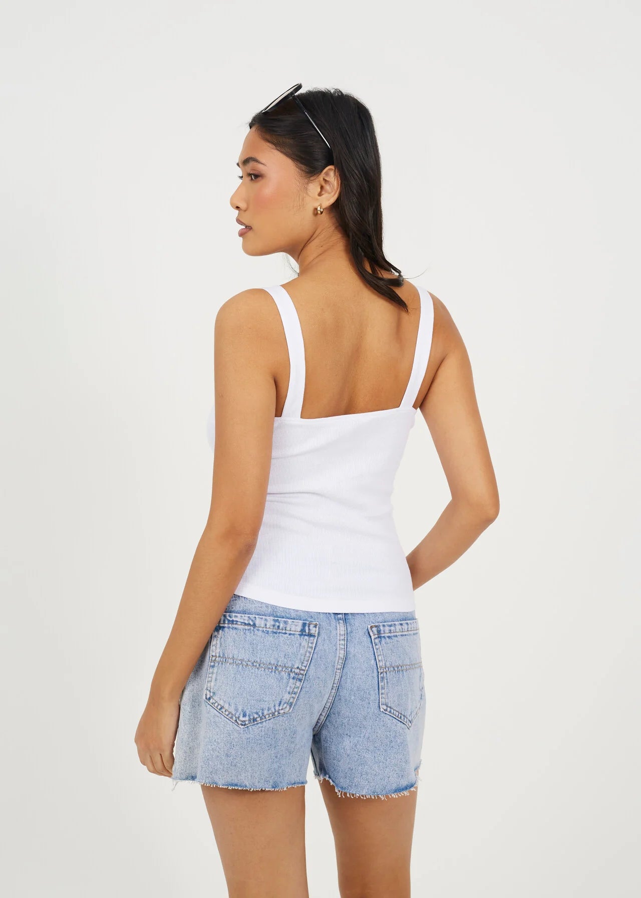 RIBBED BUTTON DOWN VEST, BLACK AND WHITE