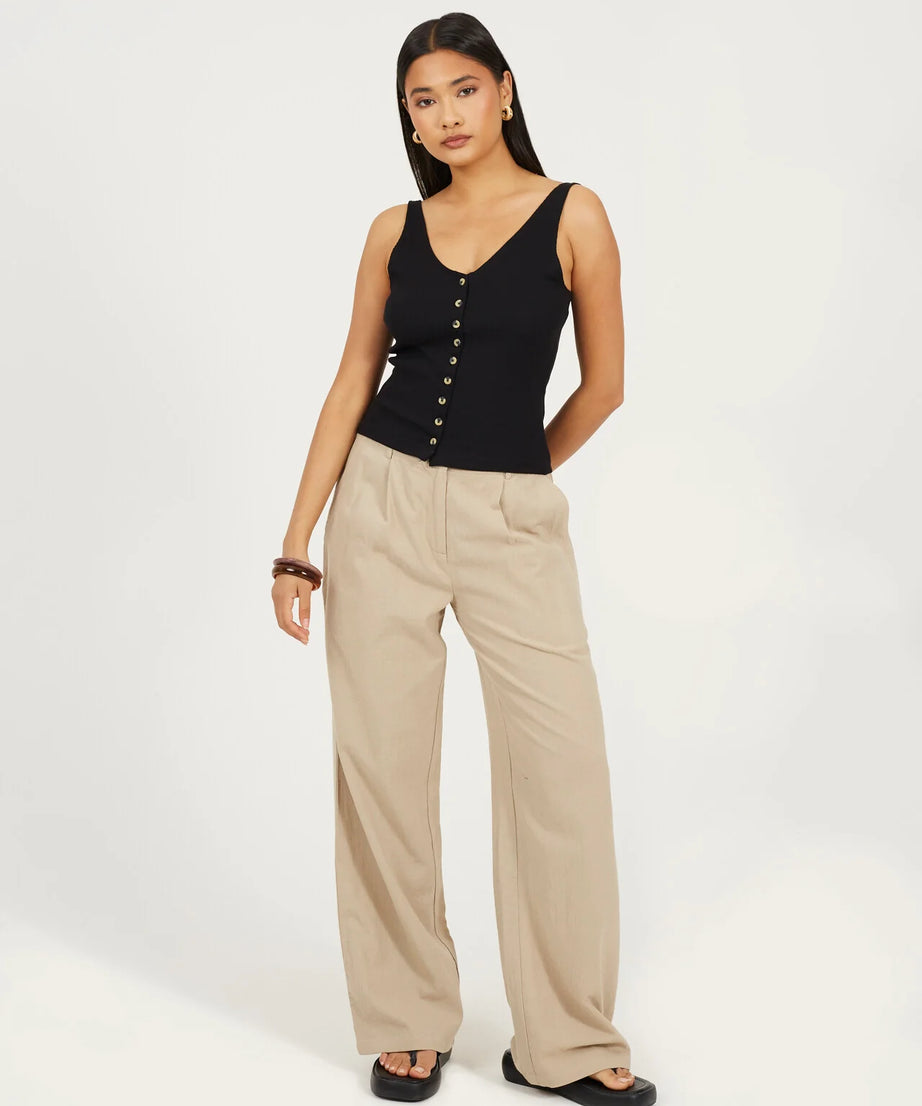 RIBBED BUTTON DOWN VEST, BLACK AND WHITE