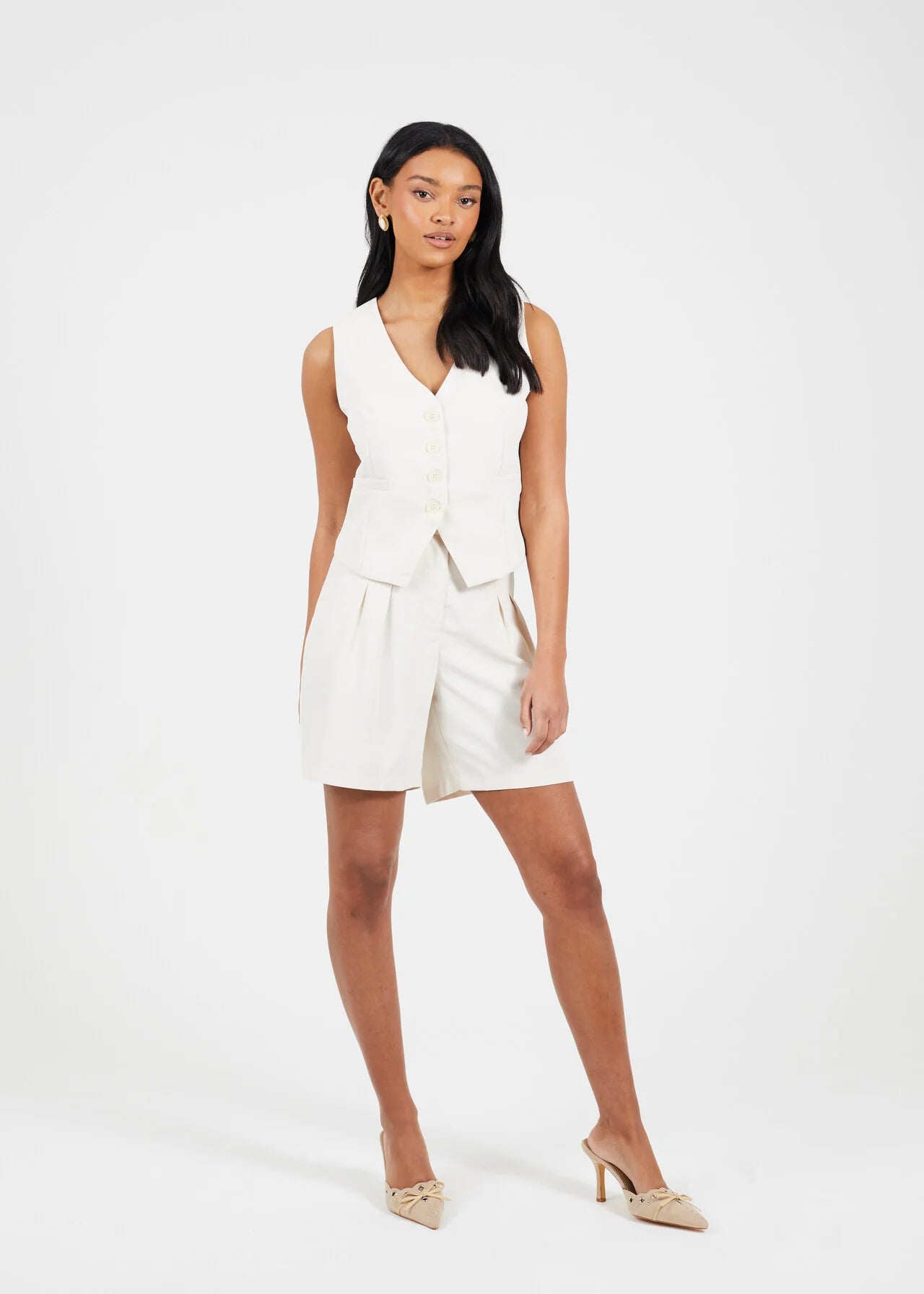 BUTTON DOWN TAILORED WAISTCOAT CREAM