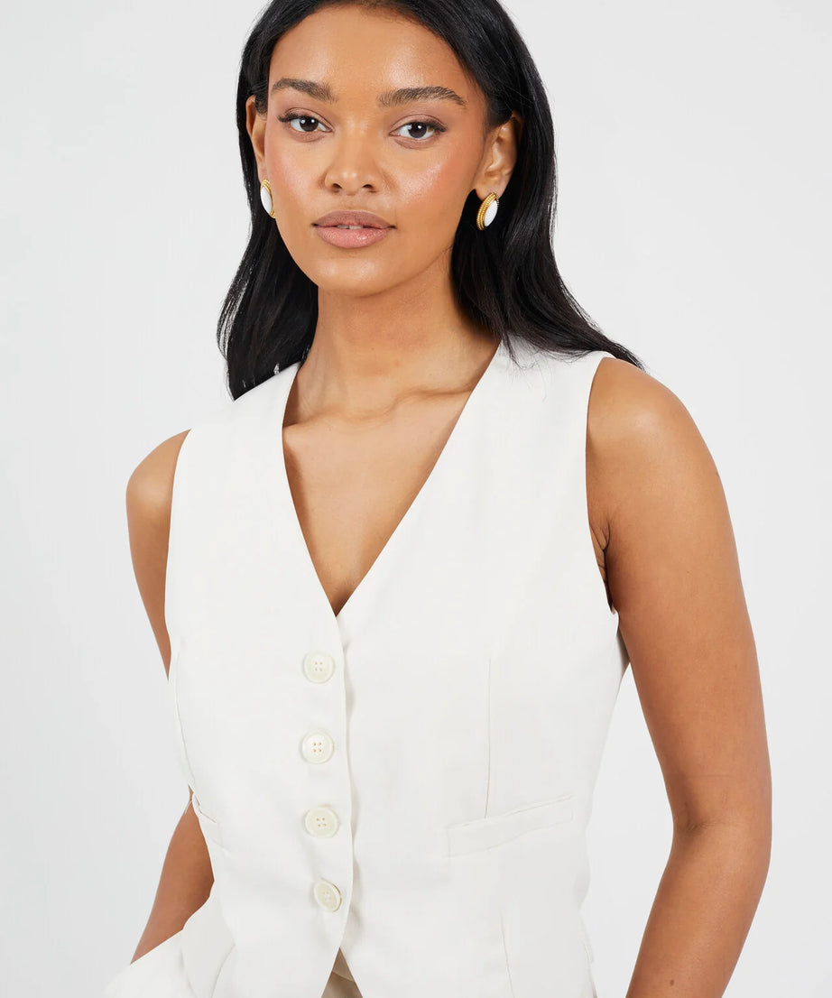 BUTTON DOWN TAILORED WAISTCOAT CREAM