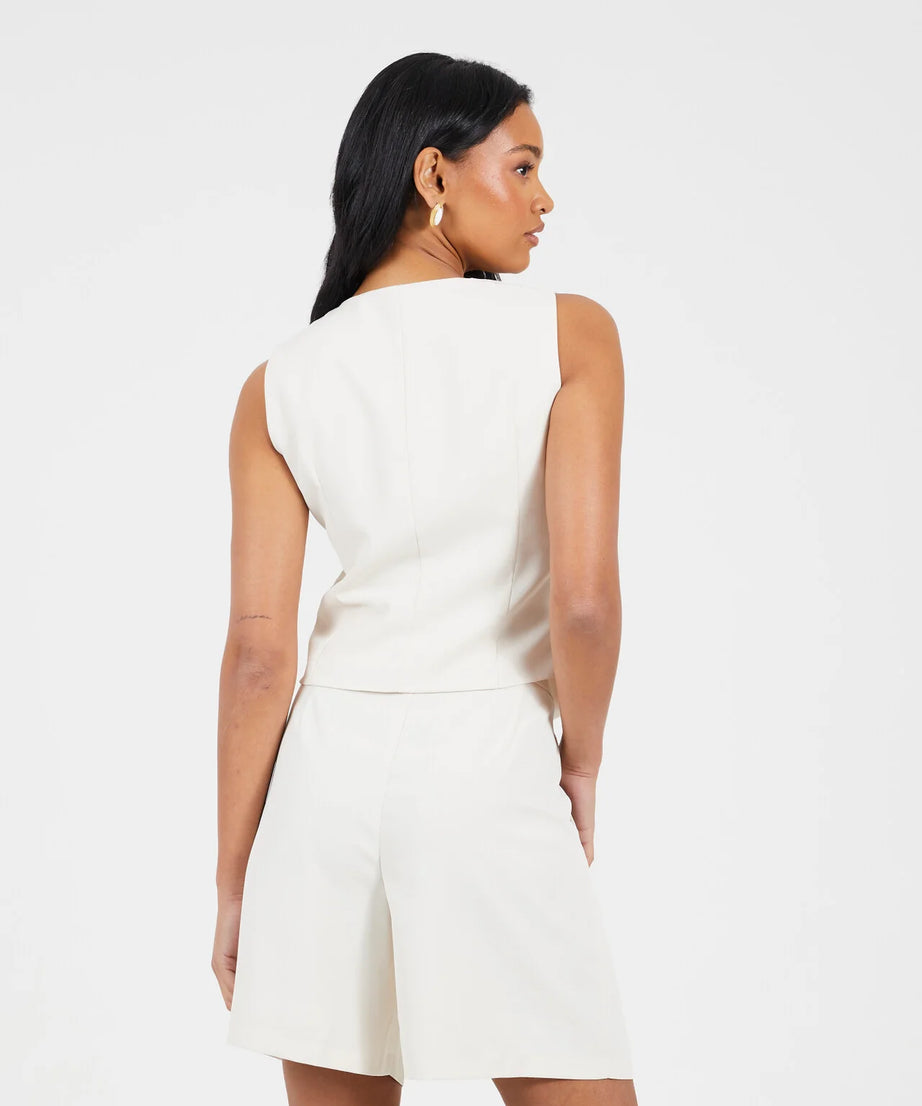 BUTTON DOWN TAILORED WAISTCOAT CREAM