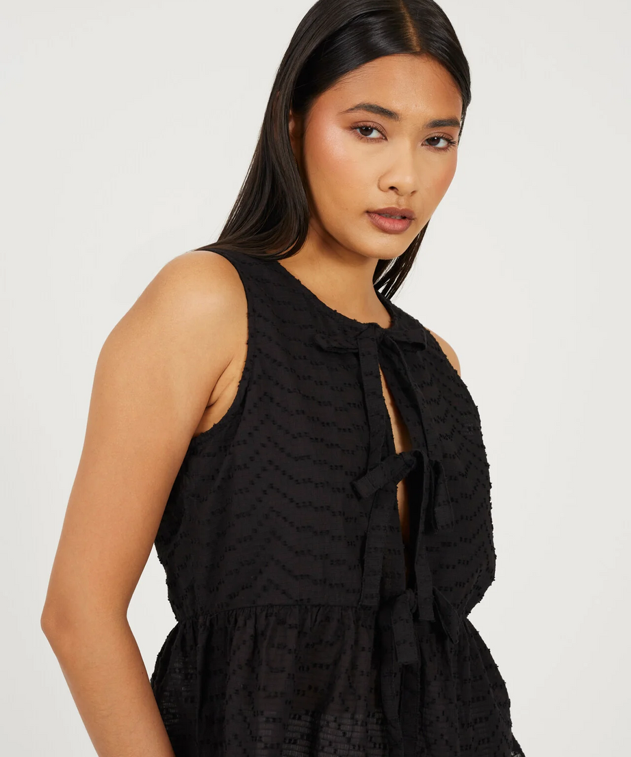 Brave Soul Sheered Tie-Up Woven Vest Top