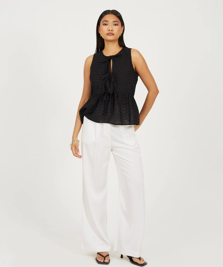 Brave Soul Sheered Tie-Up Woven Vest Top