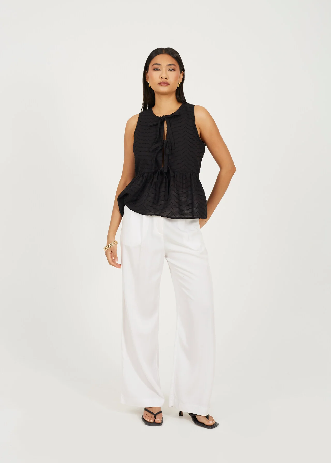 Brave Soul Sheered Tie-Up Woven Vest Top