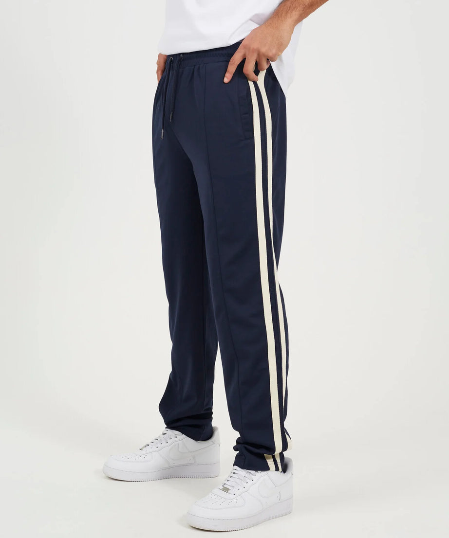 CONTRAST SIDE STRIPE WIDE LEG JOGGERS, NAVY