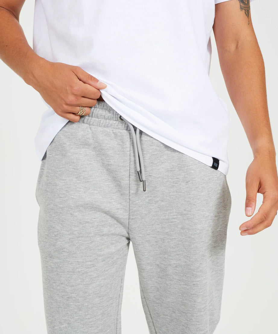 STRAIGHT LEG OPEN CUFF JOGGER, LIGHT GREY MARL