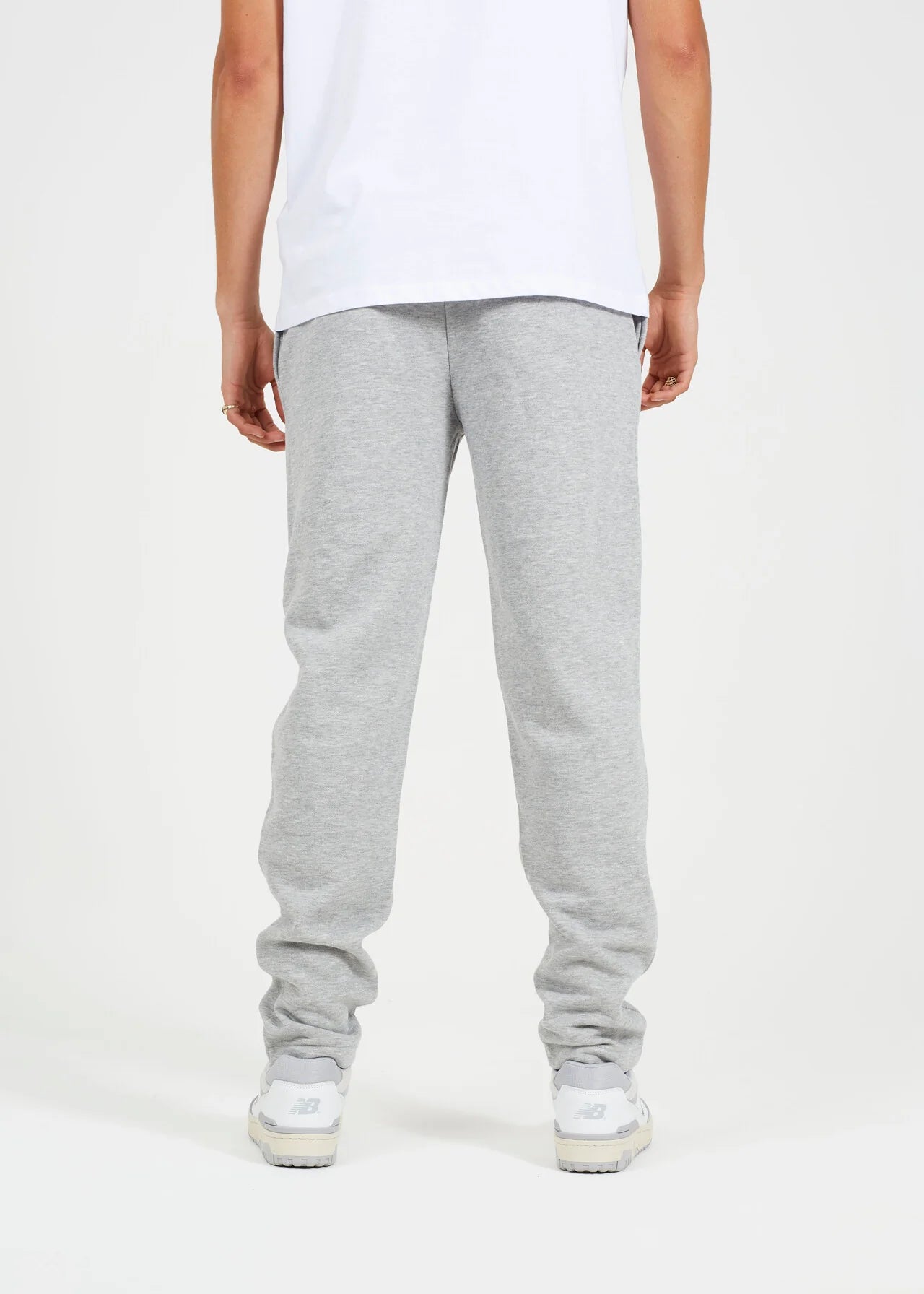 STRAIGHT LEG OPEN CUFF JOGGER, LIGHT GREY MARL