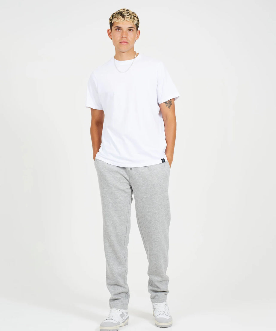 STRAIGHT LEG OPEN CUFF JOGGER, LIGHT GREY MARL