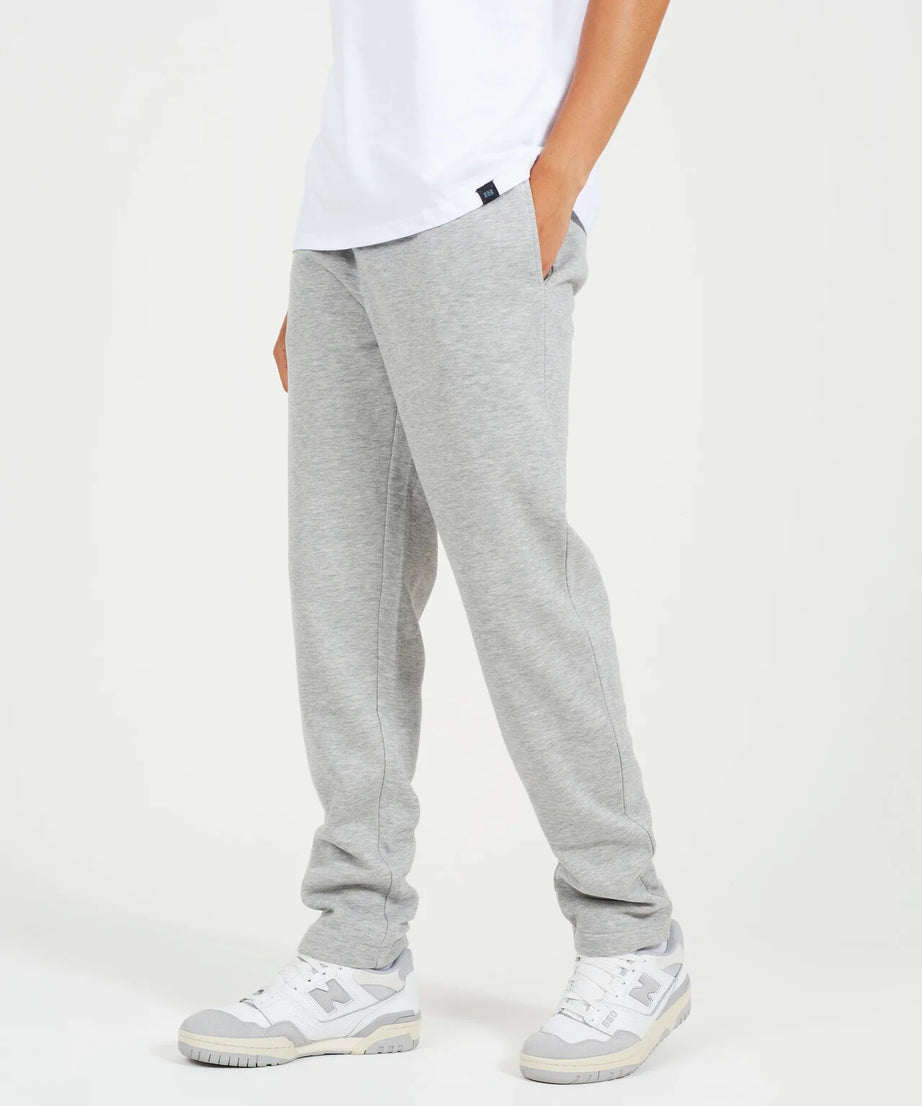 STRAIGHT LEG OPEN CUFF JOGGER, LIGHT GREY MARL
