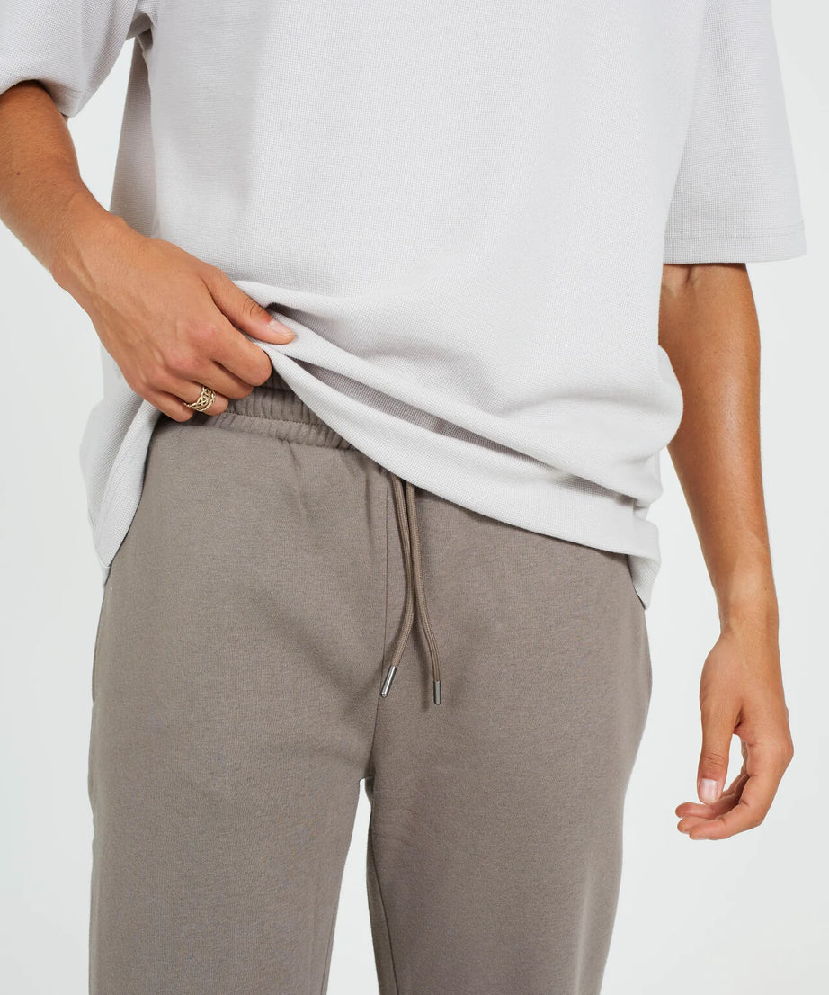 STRAIGHT LEG OPEN CUFF JOGGER, TAUPE
