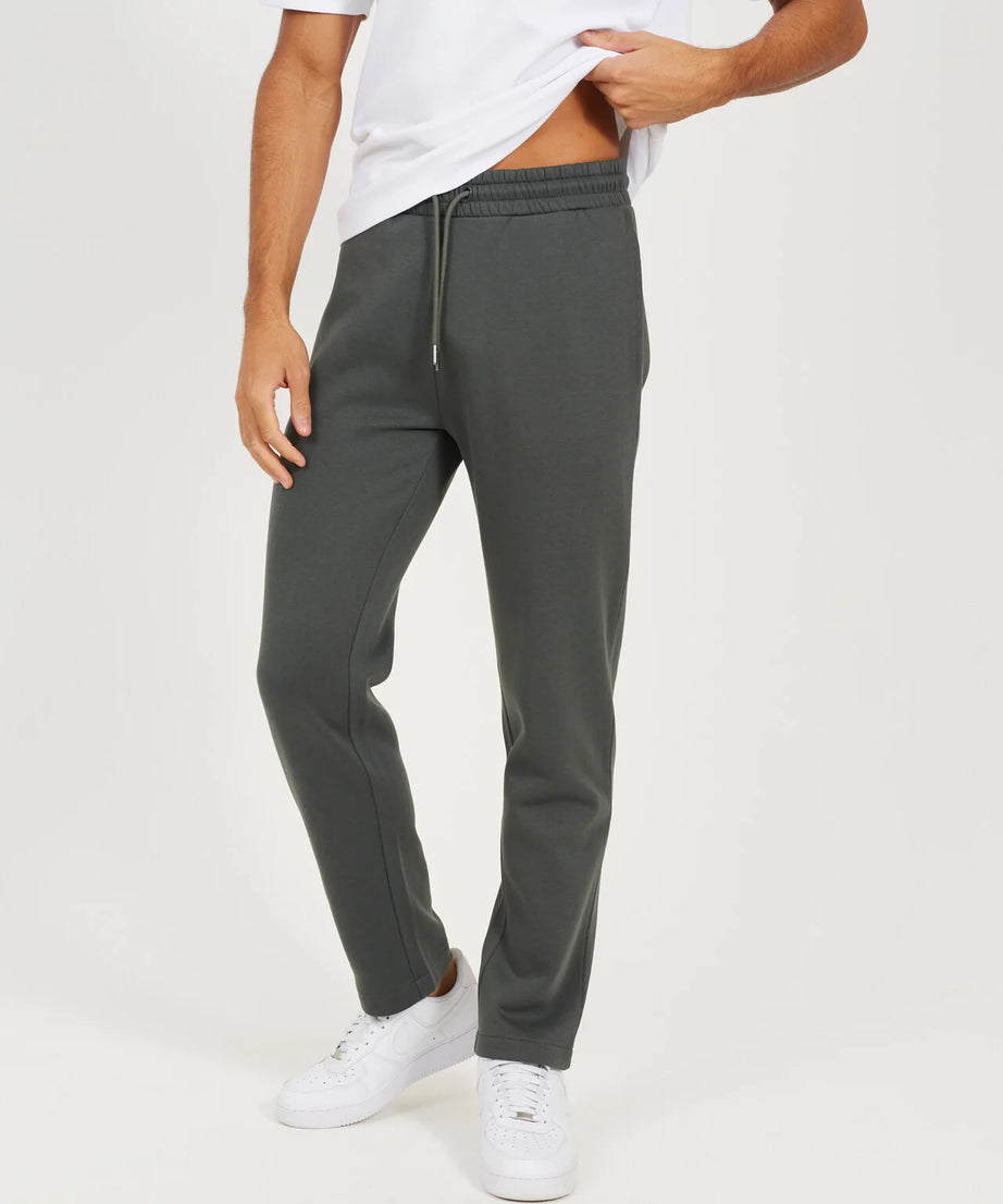 STRAIGHT LEG OPEN CUFF JOGGER, FOREST GREEN