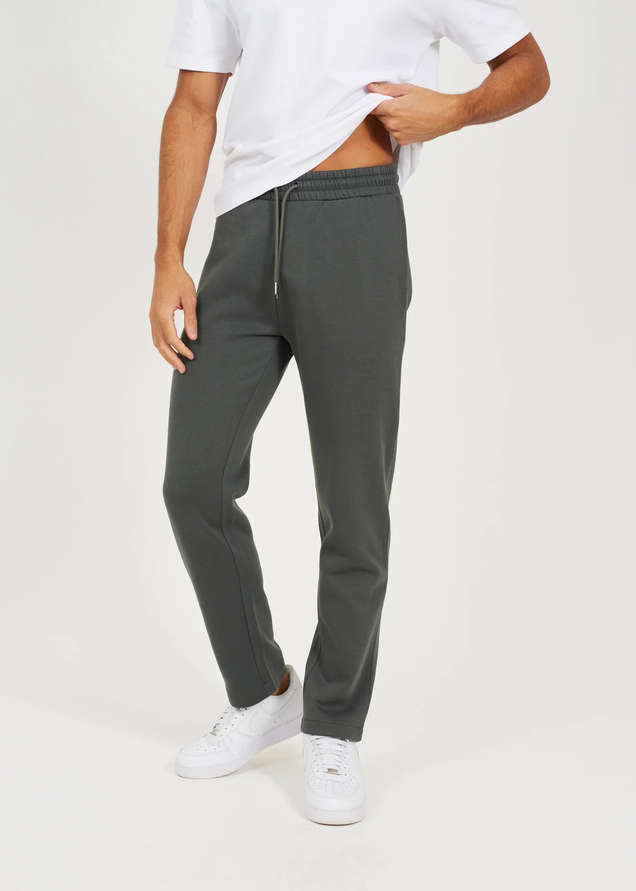 STRAIGHT LEG OPEN CUFF JOGGER, FOREST GREEN