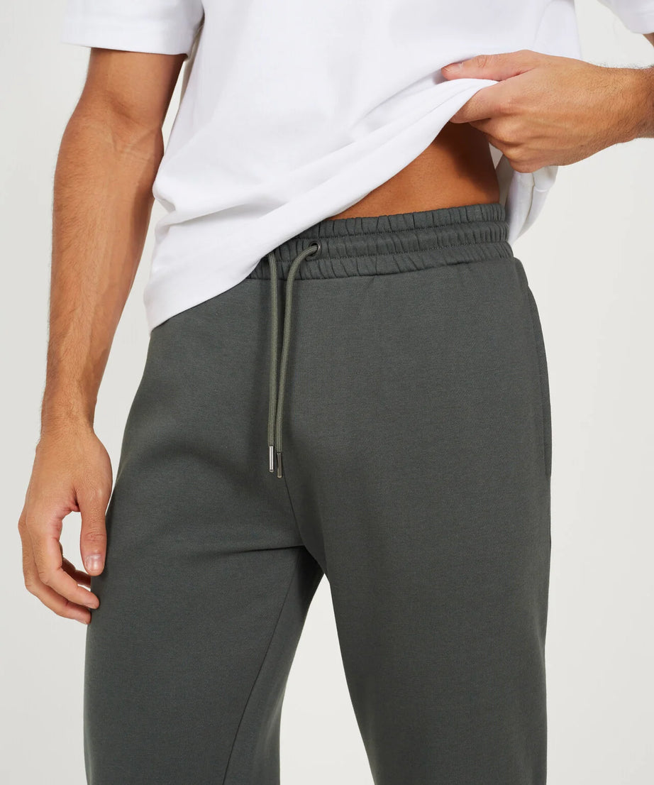 STRAIGHT LEG OPEN CUFF JOGGER, FOREST GREEN