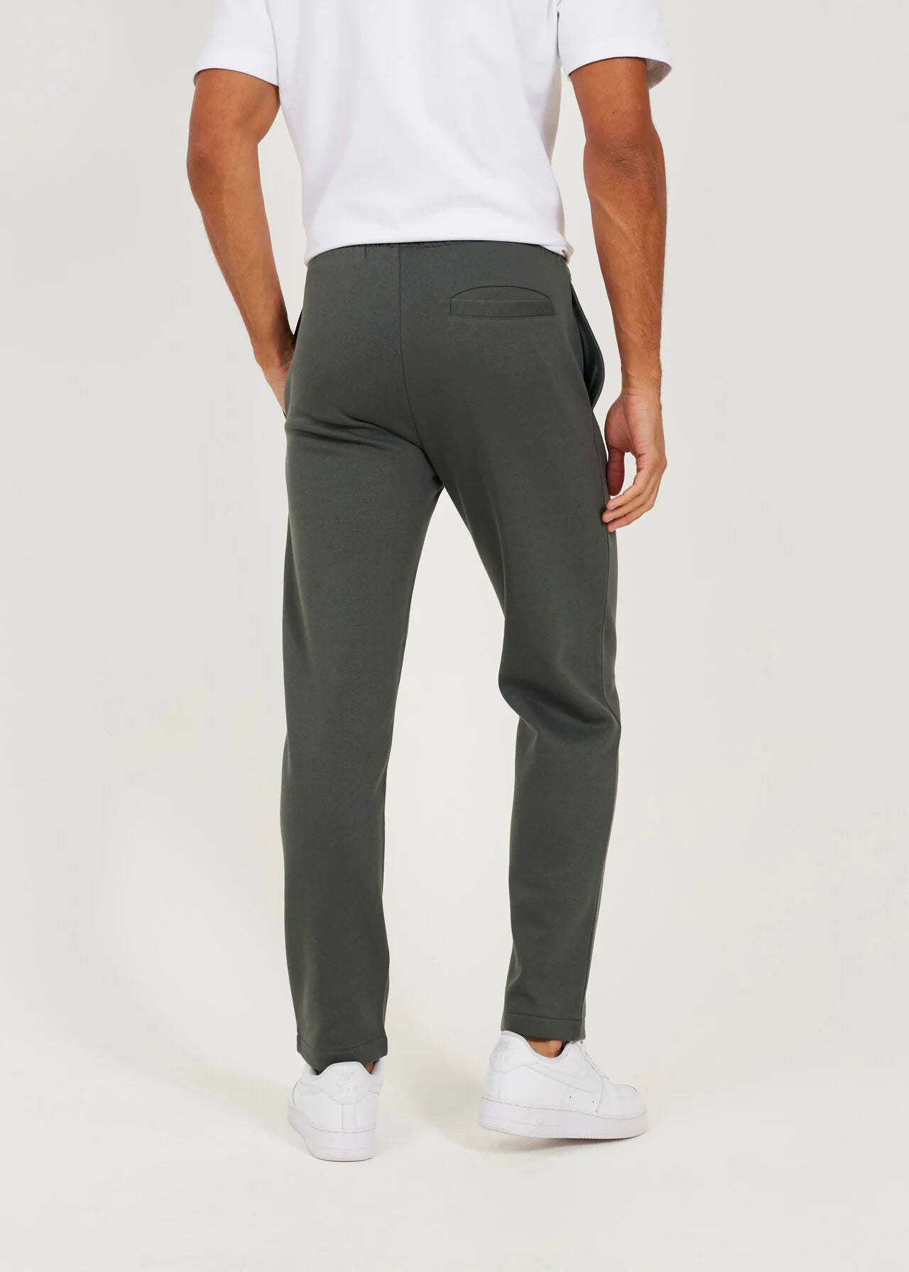 STRAIGHT LEG OPEN CUFF JOGGER, FOREST GREEN