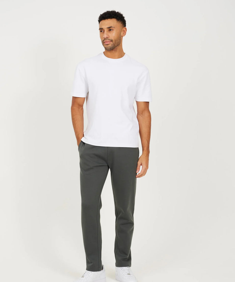 STRAIGHT LEG OPEN CUFF JOGGER, FOREST GREEN