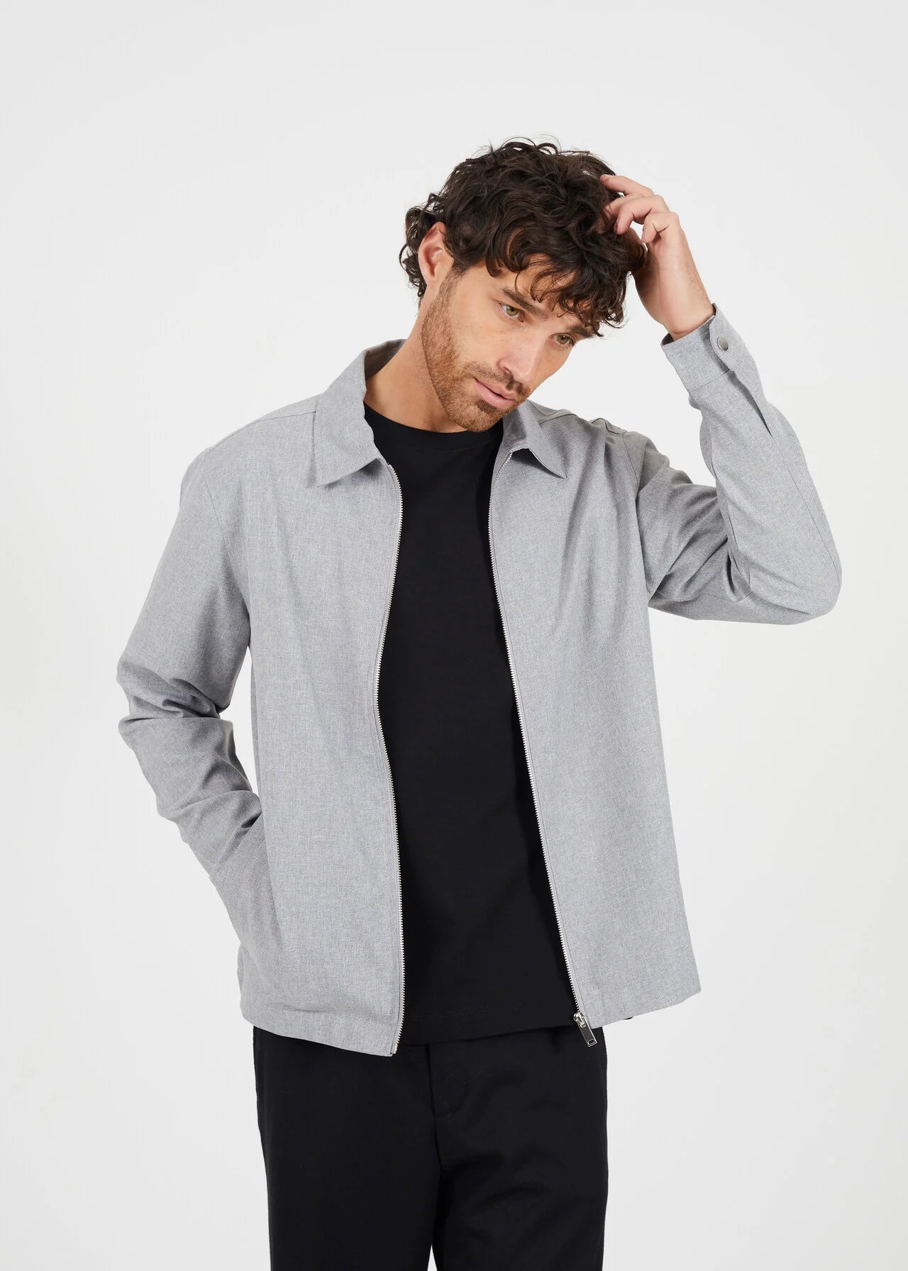 ZIP THROUGH COLLARED JACKET