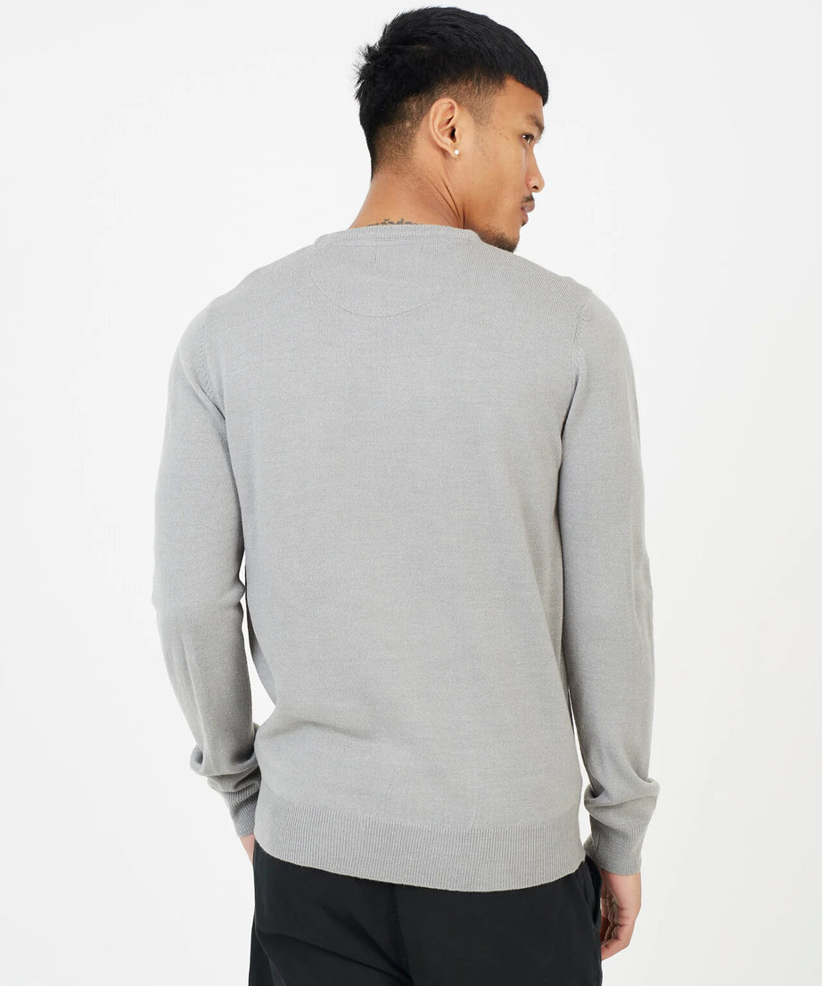 SILVER GREY MARL JUMPER WITH CHEST BADGE DETAIL