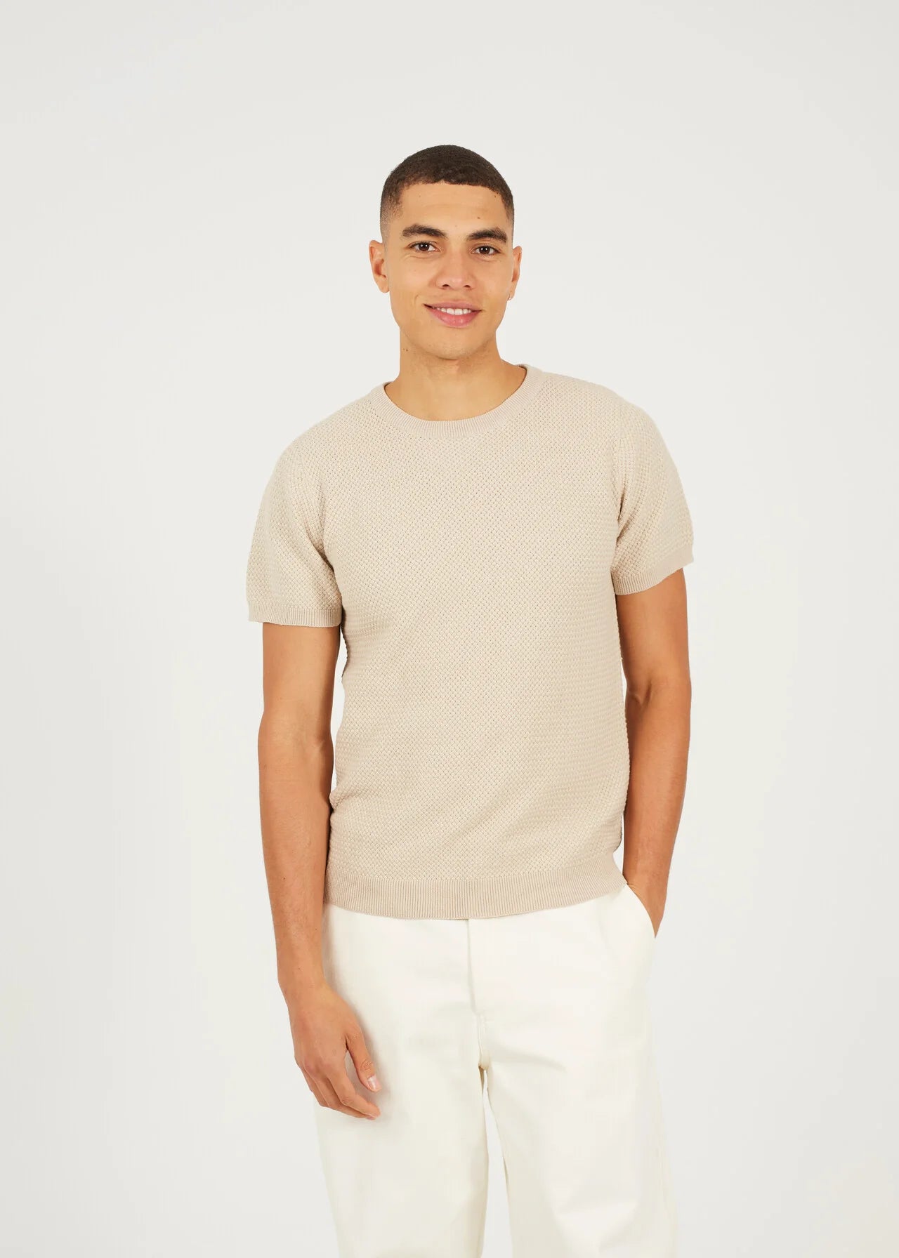 STONE KNITTED CREW NECK TOP