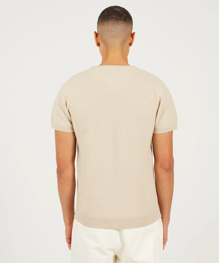 STONE KNITTED CREW NECK TOP