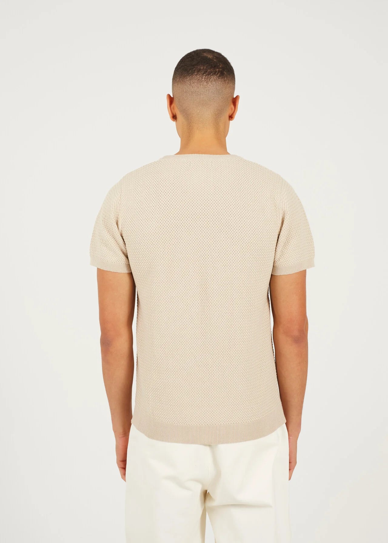 STONE KNITTED CREW NECK TOP