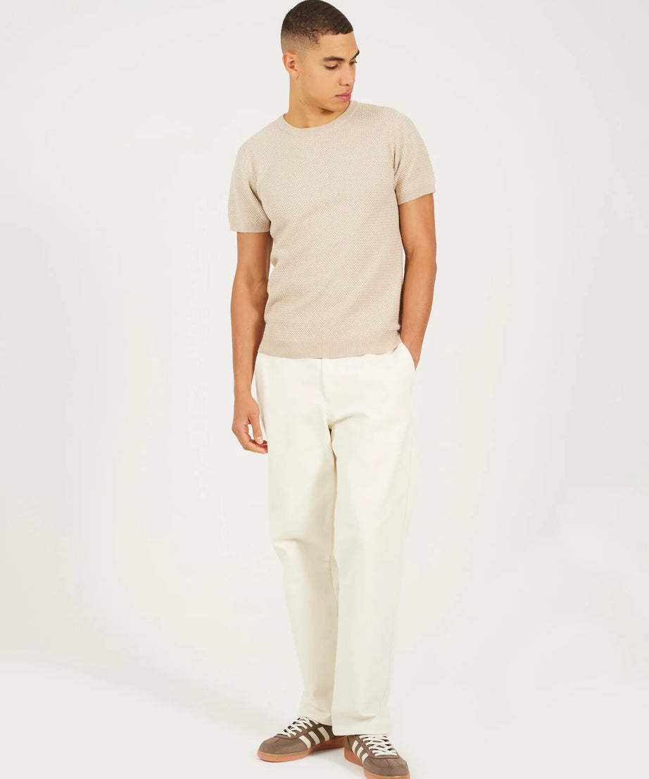 STONE KNITTED CREW NECK TOP