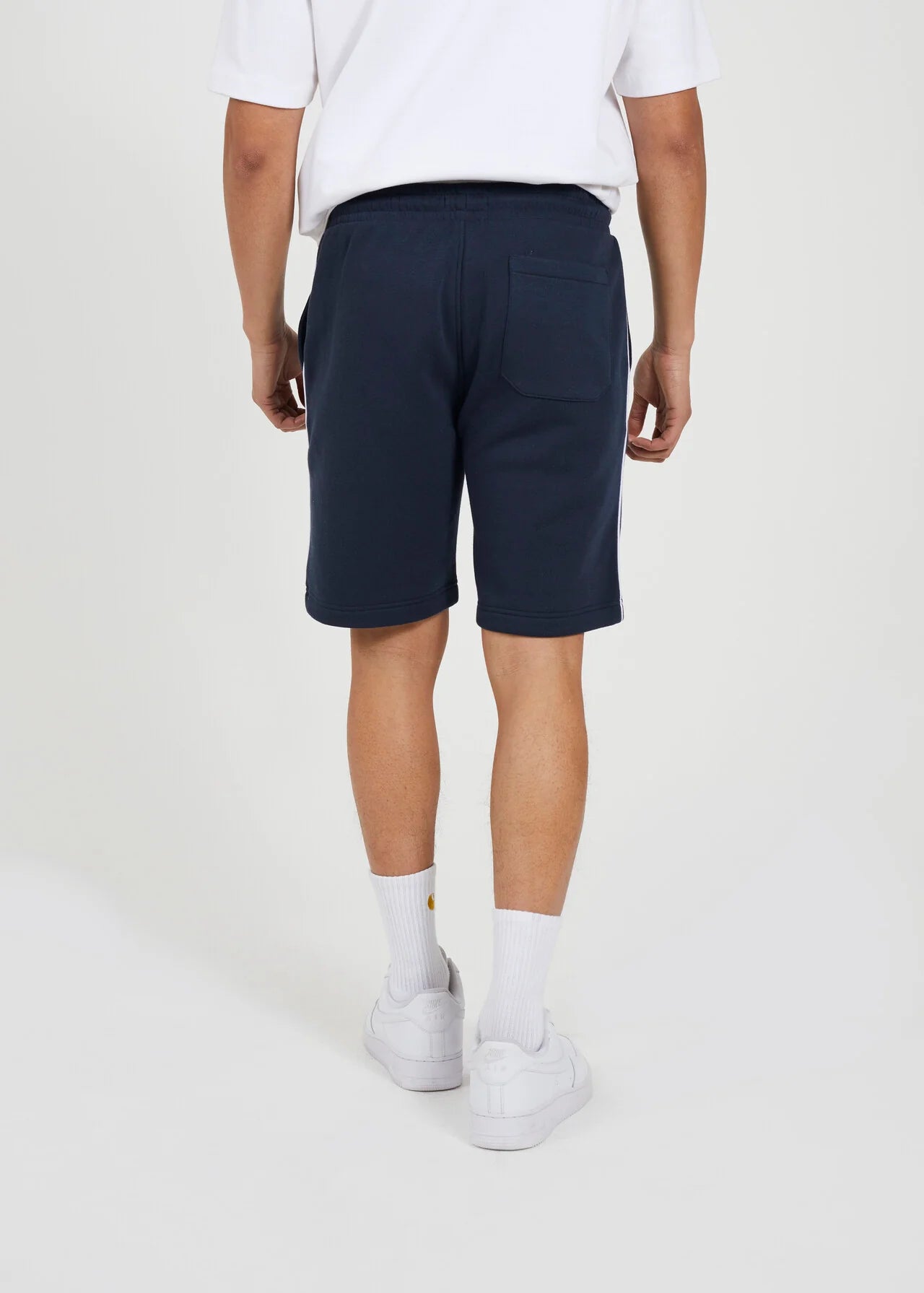 SIDE STRIPE JERSEY SHORTS, NAVY