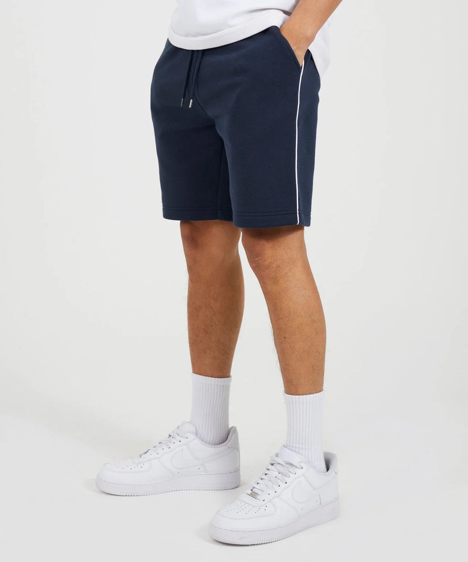 SIDE STRIPE JERSEY SHORTS, NAVY
