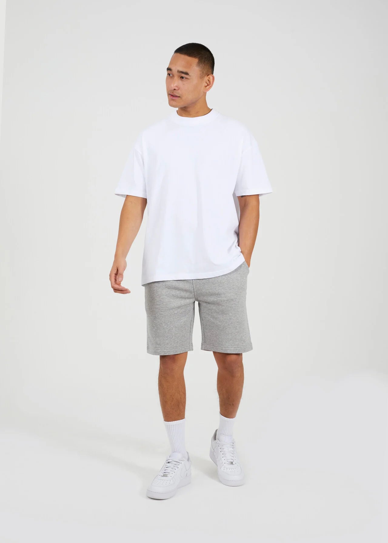 SIDE STRIPE JERSEY SHORTS, LIGHT GREY MARL