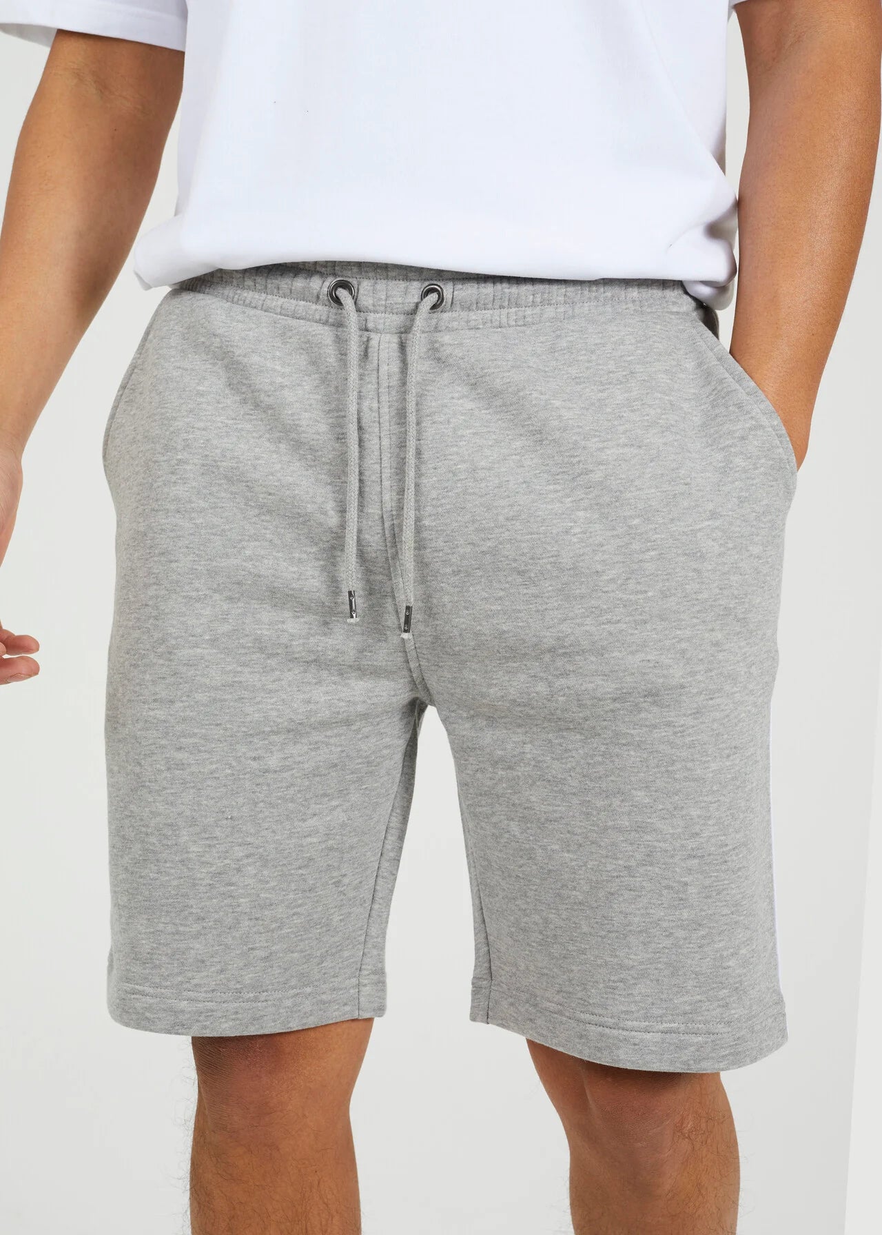 SIDE STRIPE JERSEY SHORTS, LIGHT GREY MARL