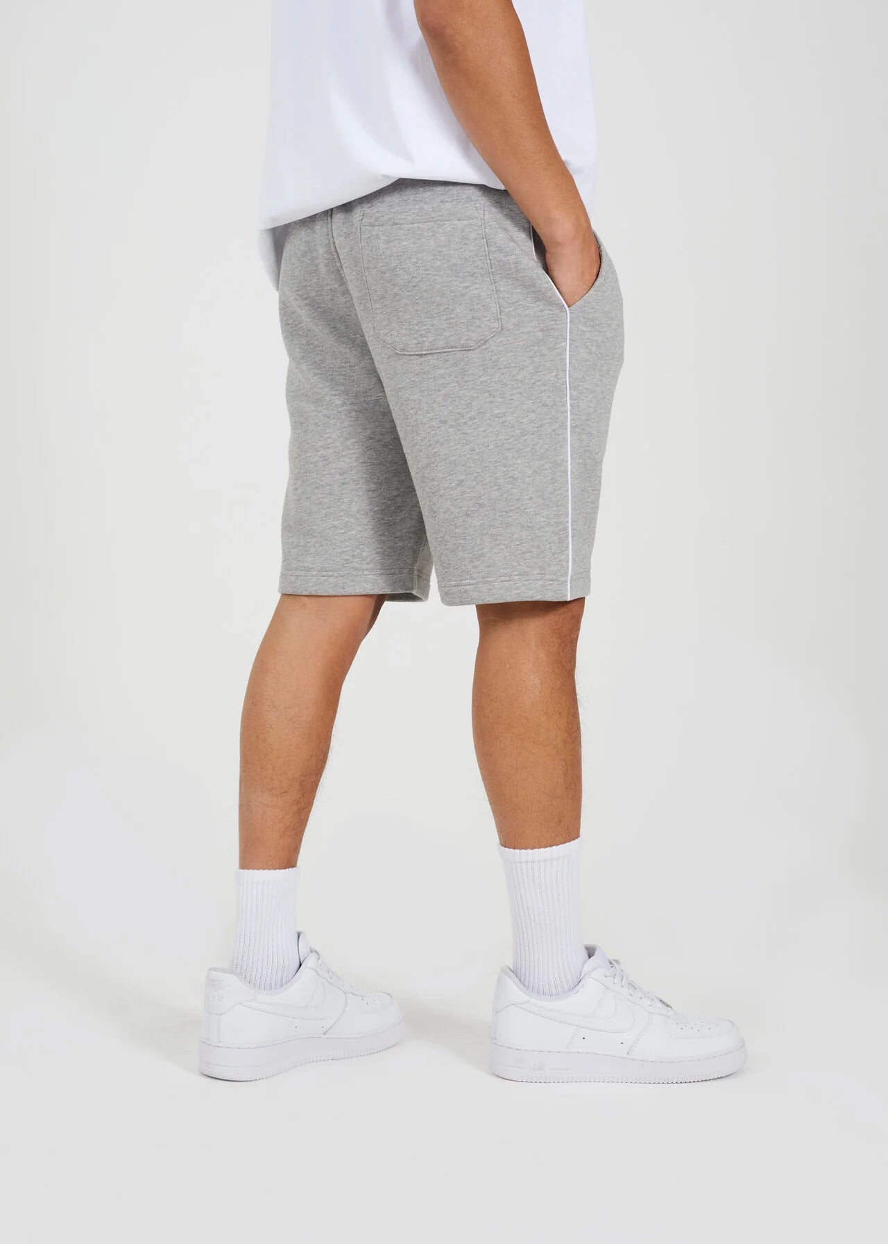 SIDE STRIPE JERSEY SHORTS, LIGHT GREY MARL