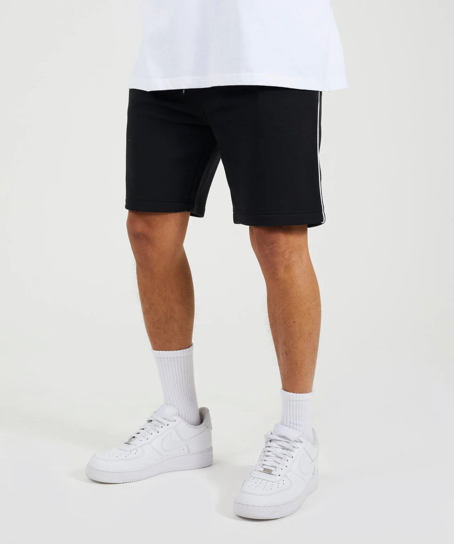 SIDE STRIPE JERSEY SHORTS, JET BLACK