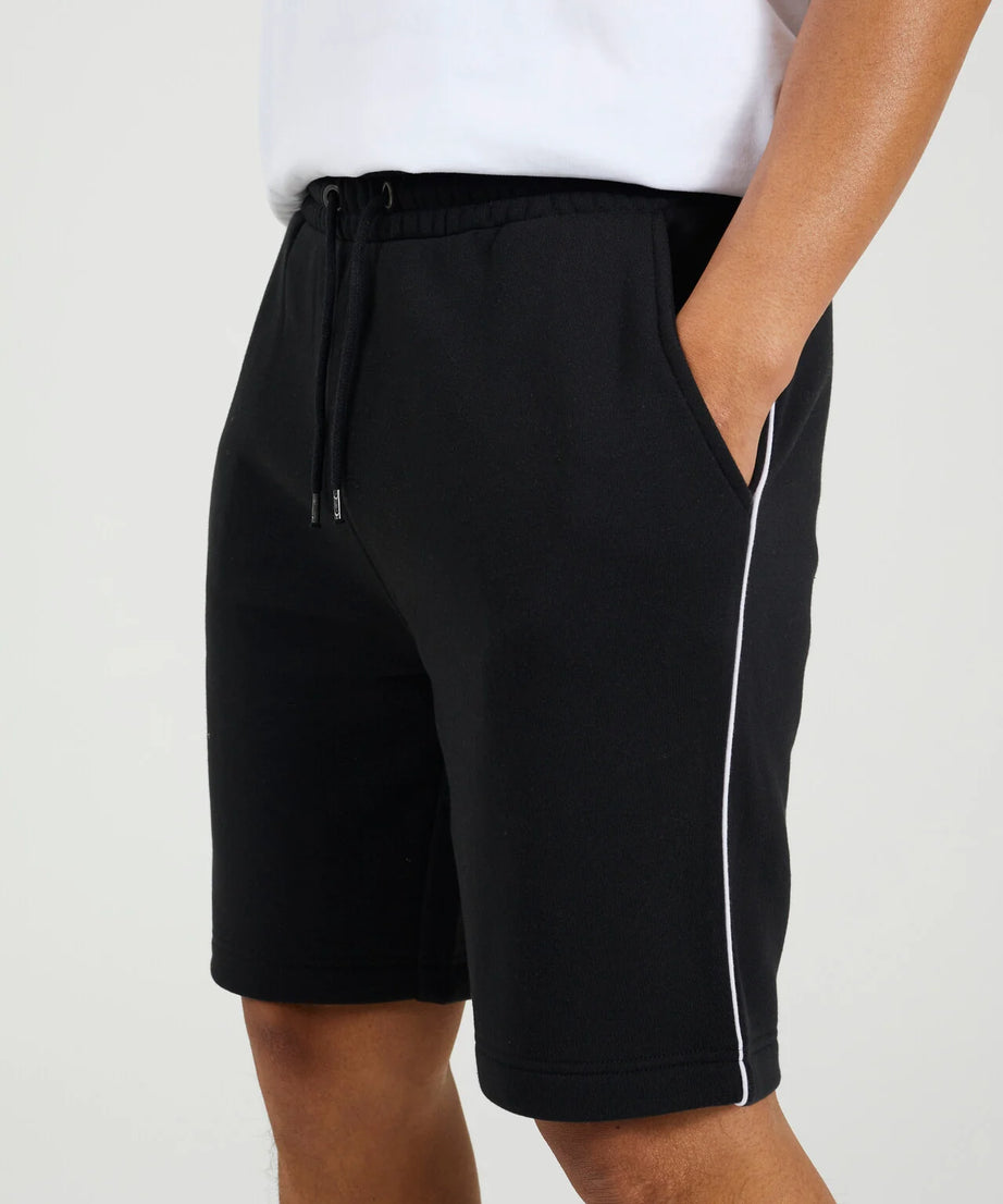 SIDE STRIPE JERSEY SHORTS, JET BLACK