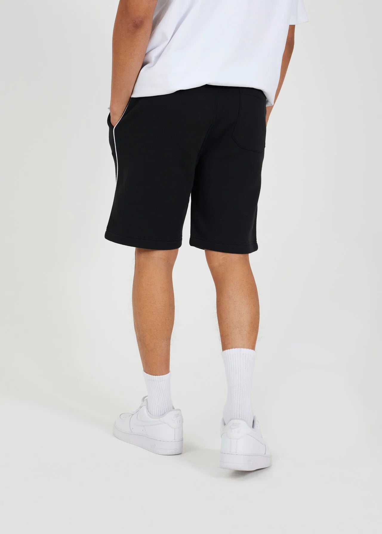 SIDE STRIPE JERSEY SHORTS, JET BLACK