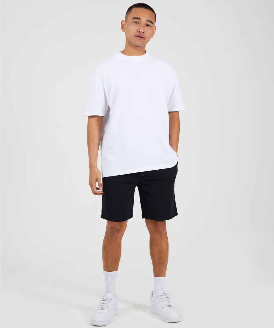 SIDE STRIPE JERSEY SHORTS, JET BLACK