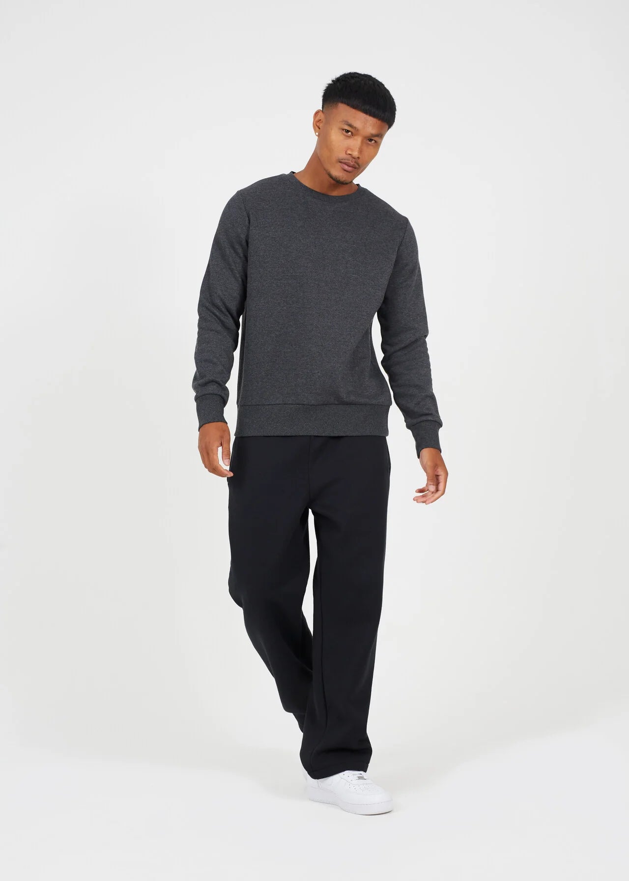 CHARCOAL CREW NECK JERSEY SWEATSHIRT