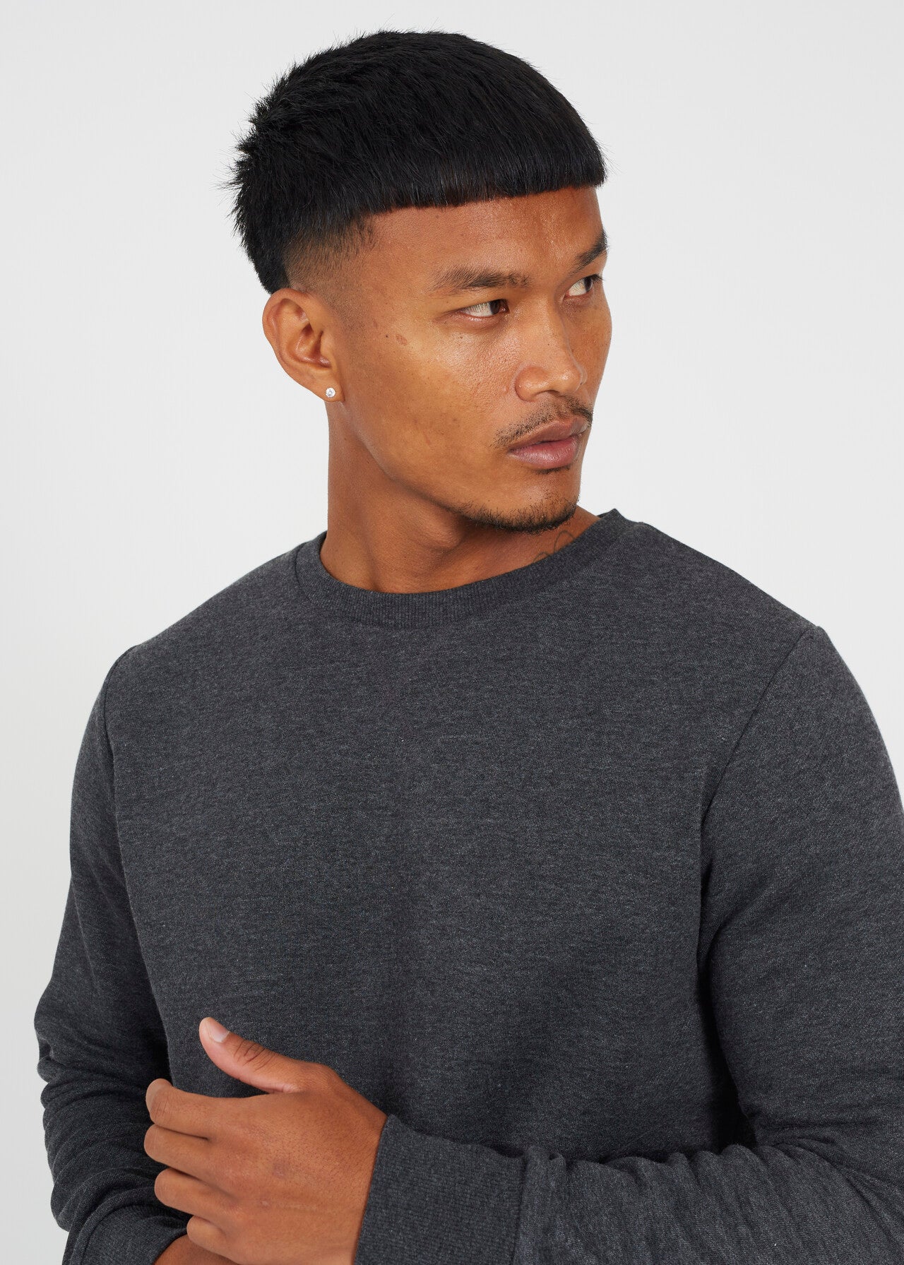 CHARCOAL CREW NECK JERSEY SWEATSHIRT