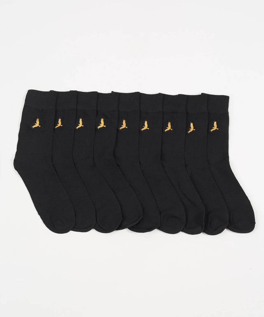 10 PACK MID LENGTH EMBROIDERY SOCKS