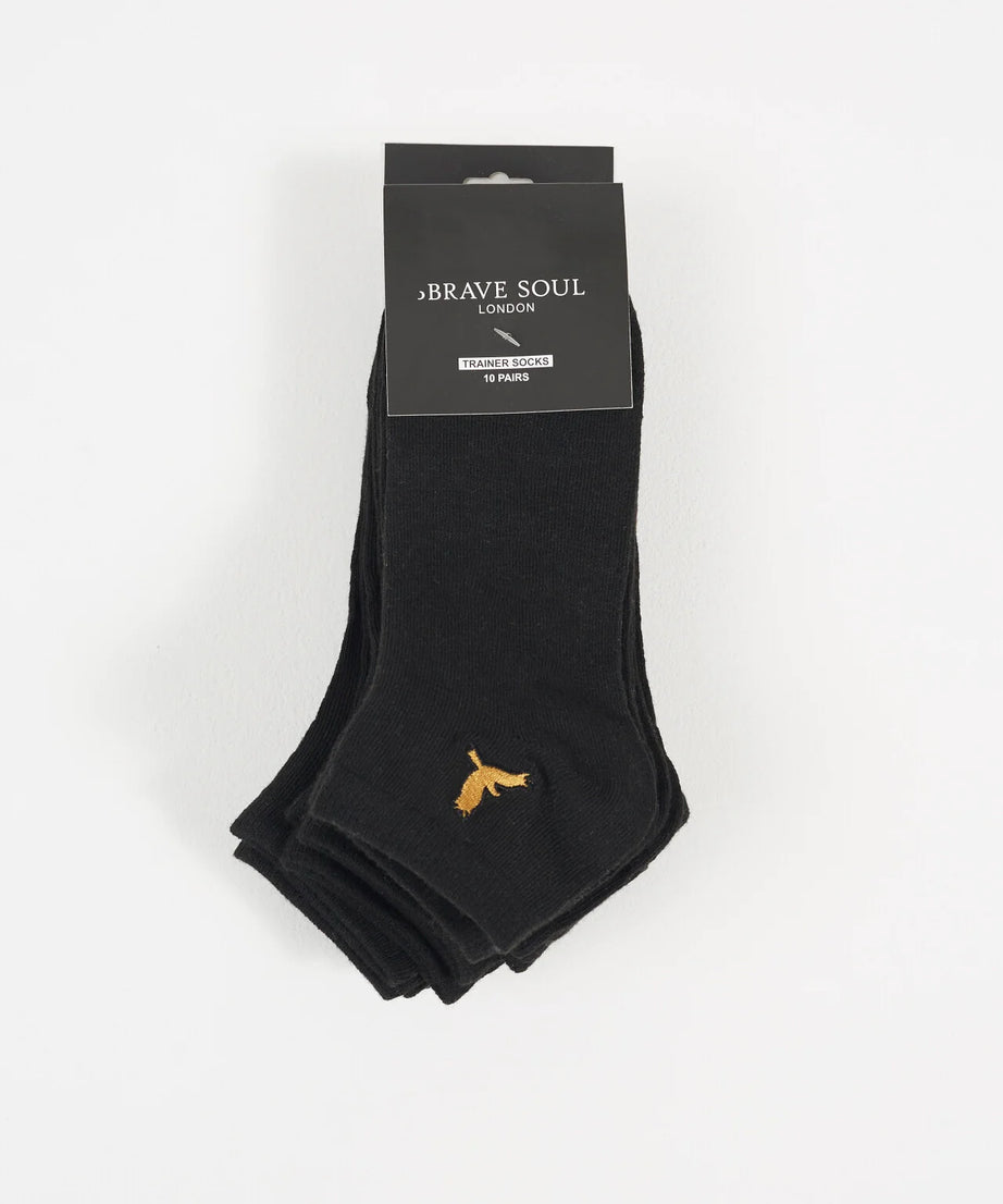 10 PACK SHORT LENGTH EMBROIDERY SOCKS, BLACK