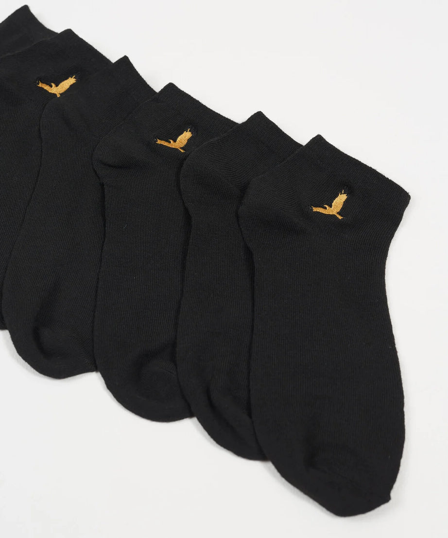 10 PACK SHORT LENGTH EMBROIDERY SOCKS, BLACK